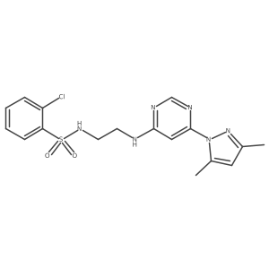 2-chloro-N-(2-((6-(3,5-dimethyl-1H-pyrazol-1-yl)pyrimidin-4-yl)amino)ethyl)benzenesulfonamide结构式