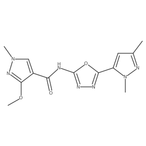N-(5-(1,3-dimethyl-1H-pyrazol-5-yl)-1,3,4-oxadiazol-2-yl)-3-methoxy-1-methyl-1H-pyrazole-4-carboxamide结构式