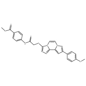 Methyl 4-[[2-[[11-(4-methoxyphenyl)-3,4,6,9,10-pentazatricyclo[7.3.0.02,6]dodeca-1(12),2,4,7,10-pentaen-5-yl]sulfanyl]acetyl]amino]benzoate结构式