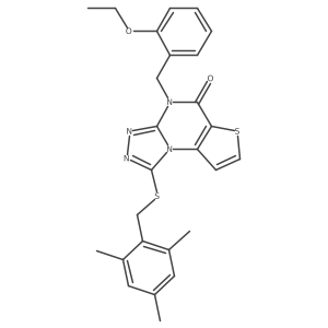 4-(2-ethoxybenzyl)-1-((2,4,6-trimethylbenzyl)thio)thieno[2,3-e][1,2,4]triazolo[4,3-a]pyrimidin-5(4H)-one结构式