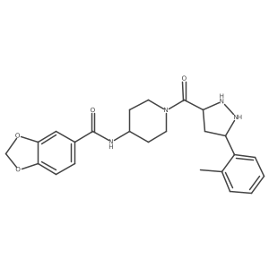N-[1-[5-(2-methylphenyl)pyrazolidine-3-carbonyl]piperidin-4-yl]-1,3-benzodioxole-5-carboxamide结构式