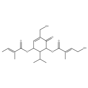 [(1S,5R,6R)-3-(hydroxymethyl)-5-[(Z)-2-methylbut-2-enoyl]oxy-2-oxo-6-propan-2-ylcyclohex-3-en-1-yl] (E)-4-hydroxy-2-methylbut-2-enoate结构式