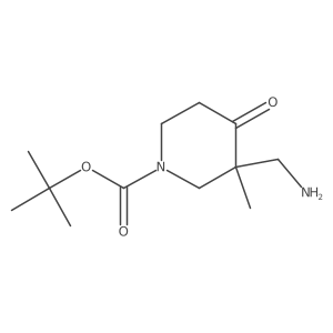 Tert-butyl 3-(aminomethyl)-3-methyl-4-oxopiperidine-1-carboxylate结构式