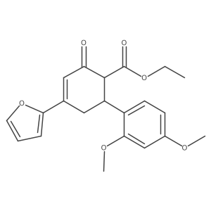 Ethyl 6-(2,4-dimethoxyphenyl)-4-(furan-2-yl)-2-oxocyclohex-3-ene-1-carboxylate结构式