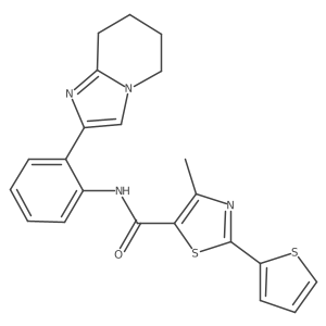 4-methyl-N-(2-(5,6,7,8-tetrahydroimidazo[1,2-a]pyridin-2-yl)phenyl)-2-(thiophen-2-yl)thiazole-5-carboxamide结构式