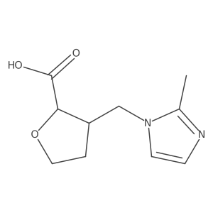 rac-(2R,3R)-3-[(2-methyl-1H-imidazol-1-yl)methyl]oxolane-2-carboxylic acid结构式