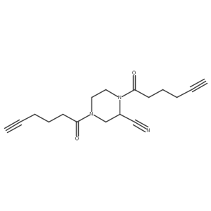1,4-Bis(hex-5-ynoyl)piperazine-2-carbonitrile结构式