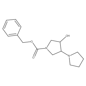 rac-benzyl (3R,4R)-3-hydroxy-4-(pyrrolidin-1-yl)pyrrolidine-1-carboxylate Structure