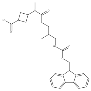 3-[5-({[(9H-fluoren-9-yl)methoxy]carbonyl}amino)-N,4-dimethylpentanamido]cyclobutane-1-carboxylic acid Structure