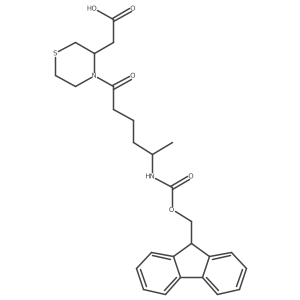 2-{4-[5-({[(9H-fluoren-9-yl)methoxy]carbonyl}amino)hexanoyl]thiomorpholin-3-yl}acetic acid结构式