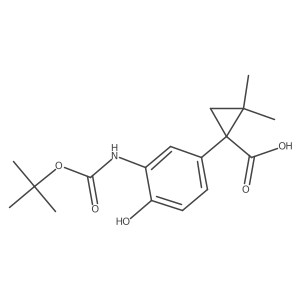 1-(3-{[(Tert-butoxy)carbonyl]amino}-4-hydroxyphenyl)-2,2-dimethylcyclopropane-1-carboxylic acid结构式