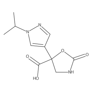 2-Oxo-5-(1-propan-2-ylpyrazol-4-yl)-1,3-oxazolidine-5-carboxylic acid Structure