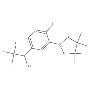 CC1(C)OB(c2cc(C(O)C(F)(F)F)ccc2F)OC1(C)C结构式