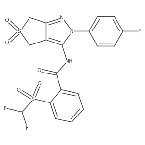 2-((difluoromethyl)sulfonyl)-N-(2-(4-fluorophenyl)-5,5-dioxido-4,6-dihydro-2H-thieno[3,4-c]pyrazol-3-yl)benzamide结构式