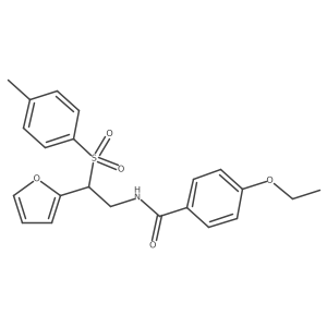 4-ethoxy-N-(2-(furan-2-yl)-2-tosylethyl)benzamide结构式