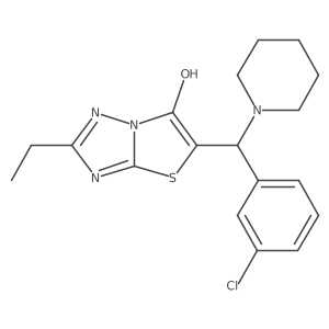 5-((3-Chlorophenyl)(piperidin-1-yl)methyl)-2-ethylthiazolo[3,2-b][1,2,4]triazol-6-ol结构式