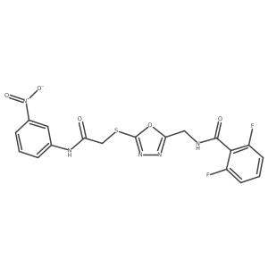 2,6-difluoro-N-((5-((2-((3-nitrophenyl)amino)-2-oxoethyl)thio)-1,3,4-oxadiazol-2-yl)methyl)benzamide结构式