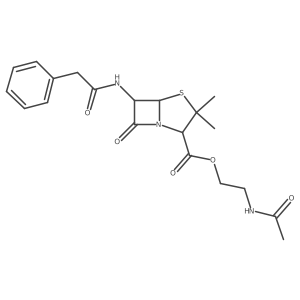 2-(Acetylamino)ethyl (2S,5R,6R)-3,3-dimethyl-7-oxo-6-[(2-phenylacetyl)amino]-4-thia-1-azabicyclo[3.2.0]heptane-2-carboxylate Structure