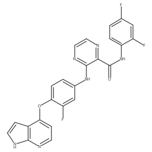 3-(4-(1H-pyrrolo[2,3-b]pyridin-4-yloxy)-3-fluorophenylamino)-N-(2,4-difluorophenyl)pyrazine-2-carboxamide结构式