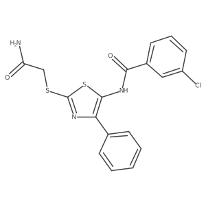 N-(2-((2-amino-2-oxoethyl)thio)-4-phenylthiazol-5-yl)-3-chlorobenzamide Structure