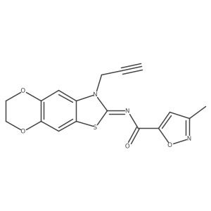(E)-3-methyl-N-(3-(prop-2-yn-1-yl)-6,7-dihydro-[1,4]dioxino[2',3':4,5]benzo[1,2-d]thiazol-2(3H)-ylidene)isoxazole-5-carboxamide Structure