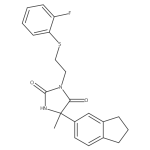 5-(2,3-Dihydro-1H-inden-5-yl)-3-[2-[(2-fluorophenyl)thio]ethyl]-5-methyl-2,4-imidazolidinedione结构式