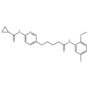 N-(6-((4-((5-chloro-2-methoxyphenyl)amino)-4-oxobutyl)thio)pyridazin-3-yl)cyclopropanecarboxamide结构式