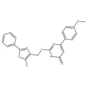 6-(4-Methoxyphenyl)-2-(((5-methyl-2-phenyloxazol-4-yl)methyl)thio)pyrimidin-4-ol结构式
