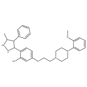5-[2-[4-(2-Methoxyphenyl)piperazin-1-yl]ethoxy]-2-(5-methyl-4-phenylpyrazolidin-3-yl)phenol结构式