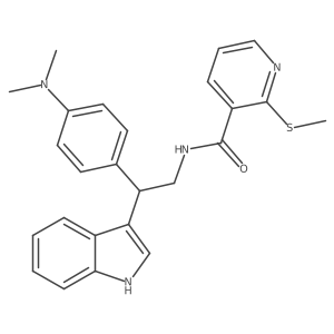 N-{2-[4-(dimethylamino)phenyl]-2-(1H-indol-3-yl)ethyl}-2-(methylsulfanyl)pyridine-3-carboxamide结构式
