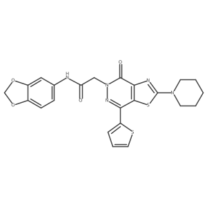 O=C(Cn1nc(-c2cccs2)c2sc(N3CCCCC3)nc2c1=O)Nc1ccc2c(c1)OCO2结构式