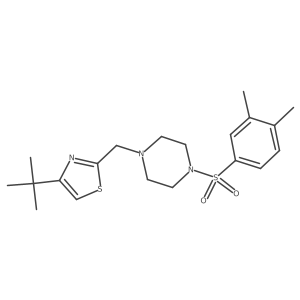 Cc1ccc(S(=O)(=O)N2CCN(Cc3nc(C(C)(C)C)cs3)CC2)cc1C结构式