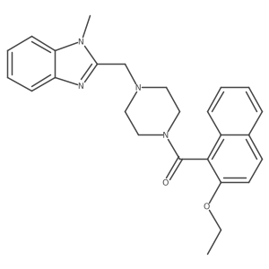 (2-ethoxynaphthalen-1-yl)(4-((1-methyl-1H-benzo[d]imidazol-2-yl)methyl)piperazin-1-yl)methanone结构式