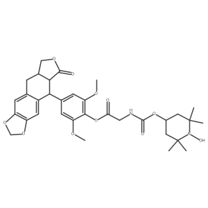 4-[[[[2-[4-[(5R,5aR,8aR)-5,5a,6,8,8a,9-Hexahydro-6-oxofuro[3a(2),4a(2):6,7]naphtho[2,3-d]-1,3-dioxol-5-yl]-2,6-dimethoxyphenoxy]-2-oxoethyl]amino]carbonyl]oxy]-2,2,6,6-tetramethyl-1-piperidinyloxy结构式