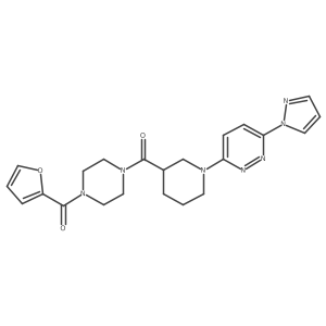 (1-(6-(1H-pyrazol-1-yl)pyridazin-3-yl)piperidin-3-yl)(4-(furan-2-carbonyl)piperazin-1-yl)methanone结构式