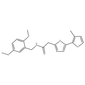 N-[(2,5-dimethoxyphenyl)methyl]-2-[5-(3-methylthiophen-2-yl)-1,3,4-oxadiazol-2-yl]acetamide结构式