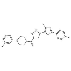 [4-(3-Chlorophenyl)piperazin-1-yl]-[5-[2-(4-fluorophenyl)-4-methyl-1,3-thiazol-5-yl]pyrazolidin-3-yl]methanone结构式