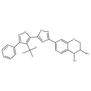 (3R,4S)-3-amino-7-[5-[3-phenyl-4-(trifluoromethyl)-1,2-oxazol-5-yl]-1,2,4-oxadiazol-3-yl]-3,4-dihydro-2H-chromen-4-ol结构式