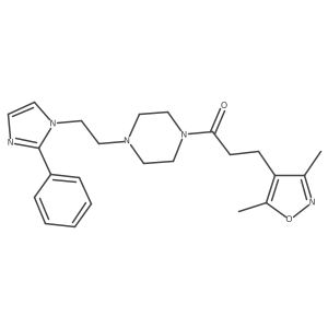3-(3,5-dimethylisoxazol-4-yl)-1-(4-(2-(2-phenyl-1H-imidazol-1-yl)ethyl)piperazin-1-yl)propan-1-one结构式