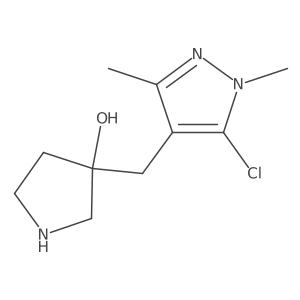 3-[(5-chloro-1,3-dimethyl-1H-pyrazol-4-yl)methyl]pyrrolidin-3-ol结构式