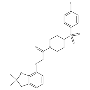 2-((2,2-Dimethyl-2,3-dihydrobenzofuran-7-yl)oxy)-1-(4-((4-fluorophenyl)sulfonyl)piperidin-1-yl)ethanone Structure