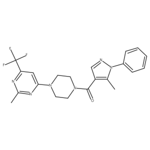 (5-methyl-1-phenyl-1H-pyrazol-4-yl)(4-(2-methyl-6-(trifluoromethyl)pyrimidin-4-yl)piperazin-1-yl)methanone Structure
