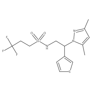 N-(2-(3,5-dimethyl-1H-pyrazol-1-yl)-2-(thiophen-3-yl)ethyl)-3,3,3-trifluoropropane-1-sulfonamide结构式