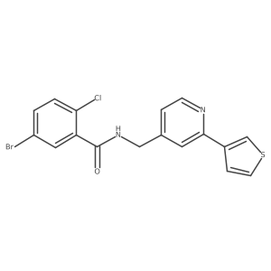 5-bromo-2-chloro-N-((2-(thiophen-3-yl)pyridin-4-yl)methyl)benzamide结构式