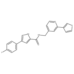 4-(4-fluorophenyl)-N-((2-(thiophen-3-yl)pyridin-4-yl)methyl)-1H-pyrrole-2-carboxamide结构式