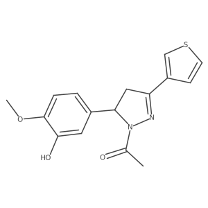 1-(5-(3-hydroxy-4-methoxyphenyl)-3-(thiophen-3-yl)-4,5-dihydro-1H-pyrazol-1-yl)ethanone Structure