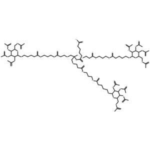 10-OXa-7,14,18-triazatricosanoic acid, 6,13,19-trioxo-8,8-bis[[3-oxo-3-[[3-[[1-oxo-5-[[3,4,6-tri-O-acetyl-2-(acetylamino)-2-deoxy-|A-D-galactopyranosyl]oxy]pentyl]amino]propyl]amino]propoxy]methyl]-23-[[3,4,6-tri-O-acetyl-2-(acetylamino)-2-deoxy-|A-D-galactopyranosyl]oxy]-结构式