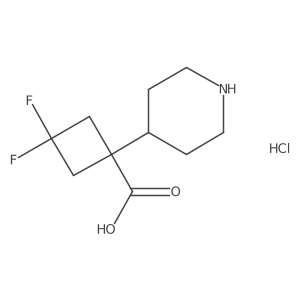 3,3-Difluoro-1-(piperidin-4-yl)cyclobutane-1-carboxylic acid hydrochloride结构式
