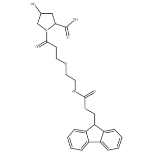 (2R,4R)-1-{3-[2-({[(9H-fluoren-9-yl)methoxy]carbonyl}amino)ethoxy]propanoyl}-4-hydroxypyrrolidine-2-carboxylic acid结构式