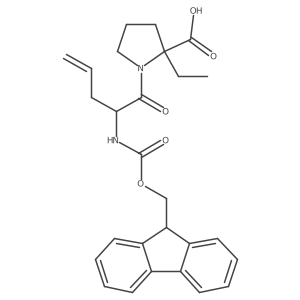 2-ethyl-1-[2-({[(9H-fluoren-9-yl)methoxy]carbonyl}amino)pent-4-enoyl]pyrrolidine-2-carboxylic acid结构式